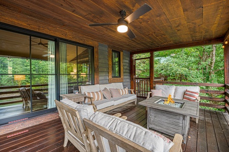 Around the Bend - Entry Level Deck Lounge Area with Fire Table