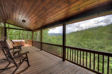 Ole Bear Paw Cabin - Deck with Forest and Mountain Views