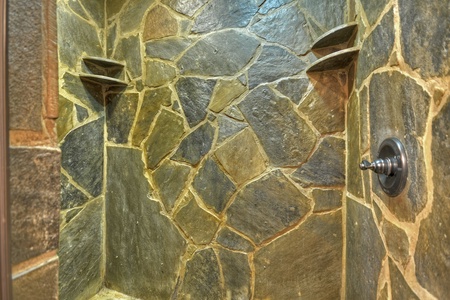 Hothouse Hideaway- Master bathroom stone shower