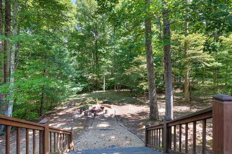 Awesome Retreat- View from the cabin looking onto the firepit