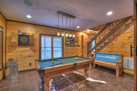 Hemptown Heights- Lower level game room with dart board