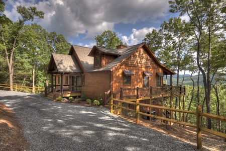 A Perfect Day- Driveway view of the exterior side of the cabin