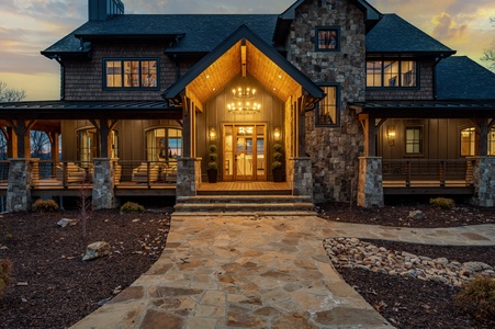 The Sanctuary: Front View of Property at Dusk