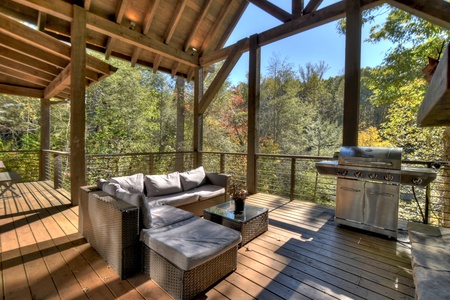 Creekside Bend- Seating around outdoor fireplace