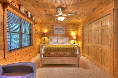 Falling Leaf- Bedroom with a large closet and deck views