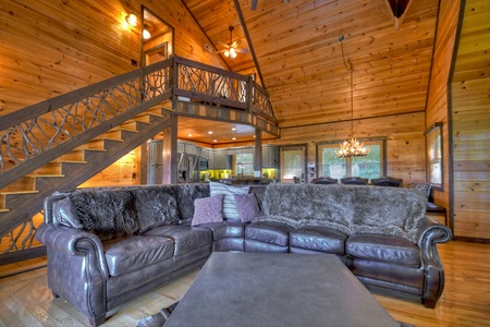 Hemptown Heights- Living room furniture with loft view