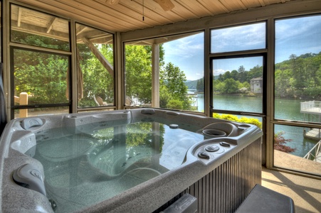 Jump Right In- Enclosed hot tub with a view of the lake