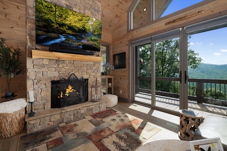 Elevated Escape - Living Room Gas Fireplace