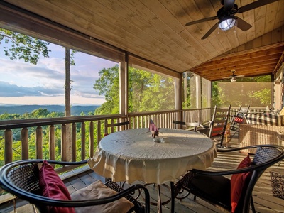 Aska Bliss- dining seating with table and chairs on the deck