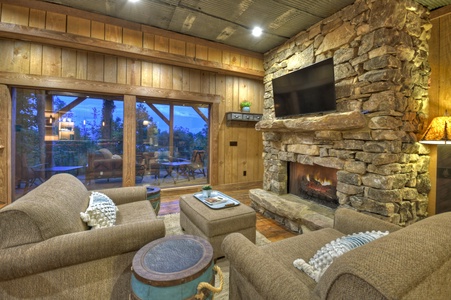 Heavenly Day - Lower Level Living Room with Gas Fireplace