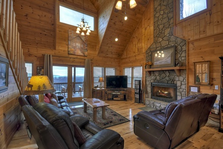 Amazing View- Living room area with a fireplace