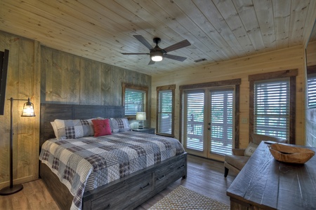 A Perfect Day- Entry level king bedroom with deck access doors