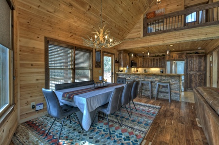 Whisky Creek Retreat-Dining area with a view of the kitchen