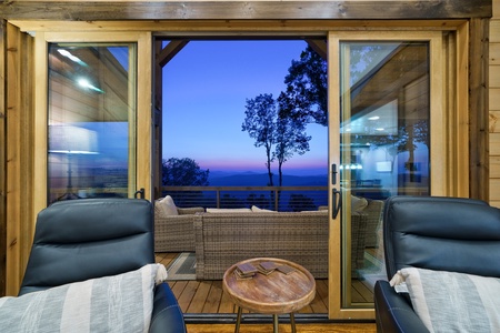 Daybreak Ridge - Entry Level Living Room's View at Dusk