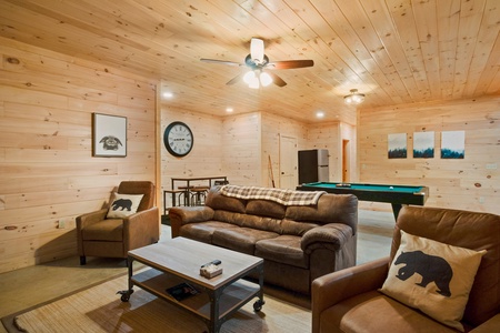 BeauJax Cabin - Lower Level Entertainment Area