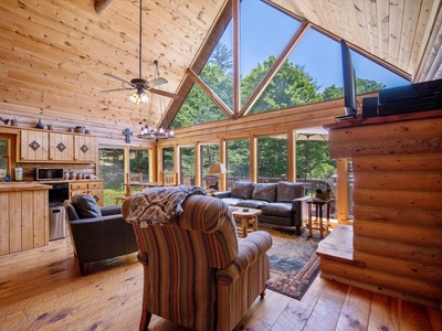 Hillside Hideaway - Living Room with Floor to Ceiling Windows