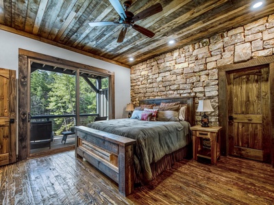 Misty Trail Lakehouse- Entry level master bedroom