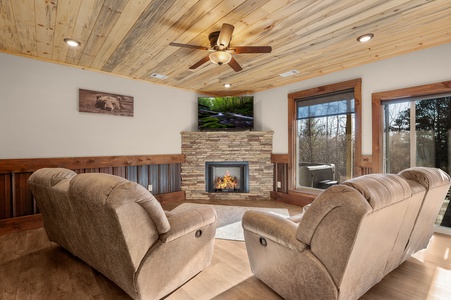 The Peaceful Meadow Cabin- Lower Level Living Room