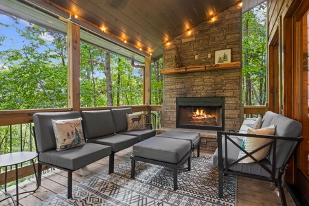 BeauJax Cabin - Main Level Covered Deck Sitting Area