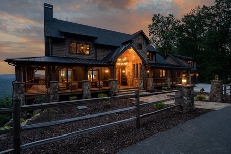 The Sanctuary: Front View at Dusk