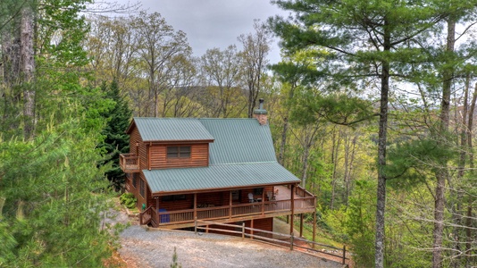 View From The Top- Aerial views of the cabin from the driveway