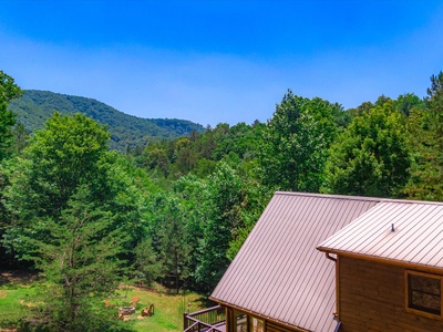 Hillside Hideaway - Aerial of Cabin and Fire Pit