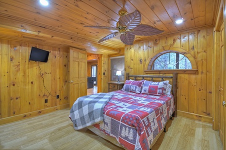 Deer Watch Lodge- Lower level bedroom with a TV