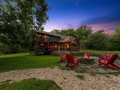 The River House- Fire Pit at Dusk