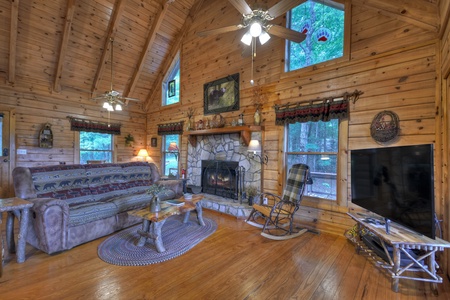 Bear Paw - Living Room with Wood-Burning Fireplace