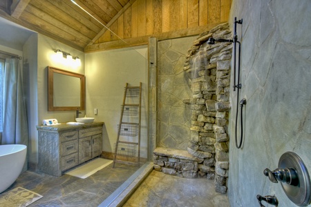 Creekside Bend- Master bathroom waterfall shower