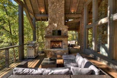 Creekside Bend- Outdoor fireplace and seating