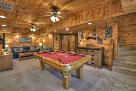 Silent In The Morning- Lower level game area with pool table