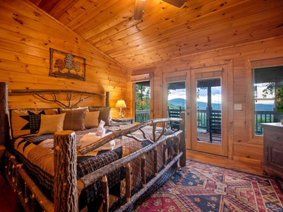 Aska Bliss- Upper level bedroom with rustic decor