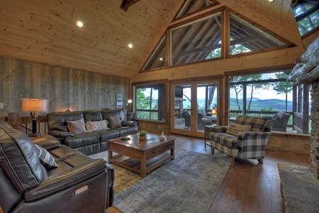 A Perfect Day- Living room with lounge furniture and mountain views