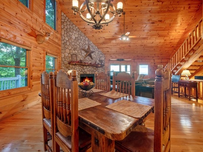 Aska Bliss- Dining room table in an open floor plan