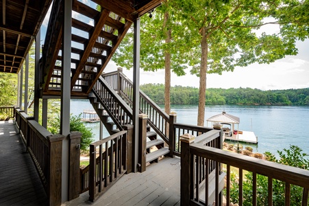 Blue Ridge Lakeside Chateau- Lower level deck area stair