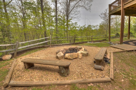 View From The Top- Firepit area with outdoor benches