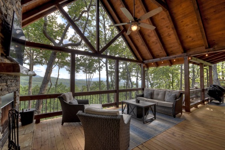 A Perfect Day-  Entry level deck area with outdoor seating and mountain views