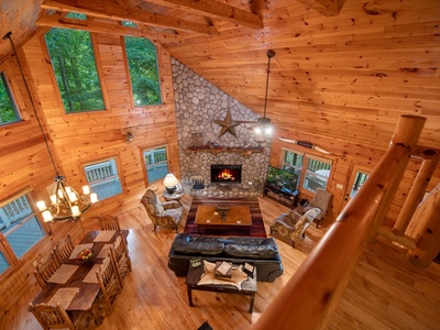 Aska Bliss- Perspective view on the staircase looking onto the living room