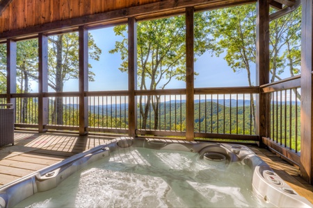 Trails End- Hot tub with a long range mountain view