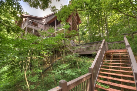 Hemptown Heights- Staircase leading back up to the cabin from the firepit