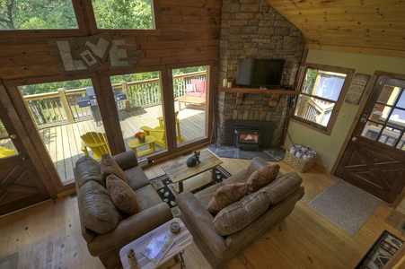 Toccoa Mist- Aerial view of the living room