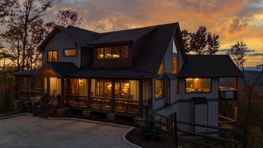 Wine Down Ridge - Front View of Property at Dusk