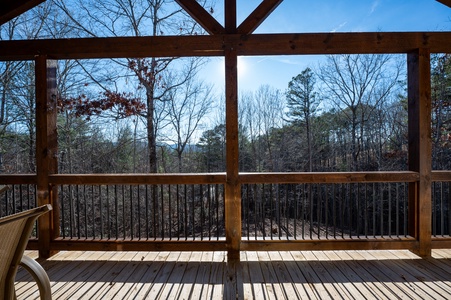The Peaceful Meadow Cabin- Entry Level Deck View