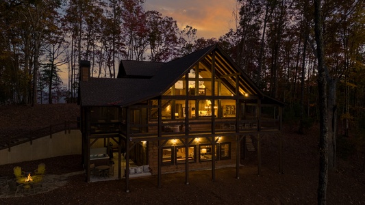 Eagle Ridge - Back of Cabin View at Dusk