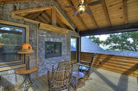 The Vue Over Blue Ridge- Outdoor seating with a fireplace