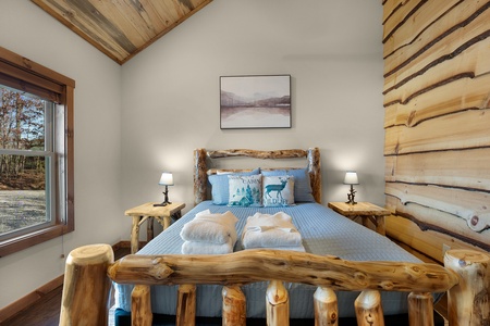 The Peaceful Meadow Cabin- Entry Level Guest Queen Bedroom