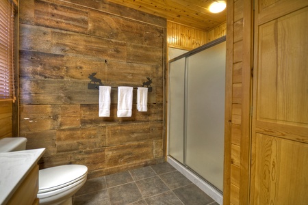 Grand Mountain Lodge- Upper level attached bathroom with walk in shower