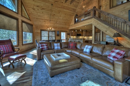 Whisky Creek Retreat- Living area with open floor plan view