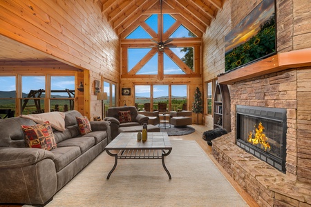 Pinecrest Lodge - Living Room with Gas Fireplace